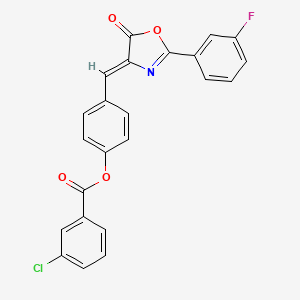 molecular formula C23H13ClFNO4 B5189406 4-{(Z)-[2-(3-fluorophenyl)-5-oxo-1,3-oxazol-4(5H)-ylidene]methyl}phenyl 3-chlorobenzoate 