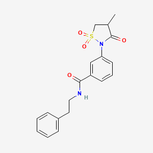 3-(4-methyl-1,1,3-trioxo-1,2-thiazolidin-2-yl)-N-(2-phenylethyl)benzamide