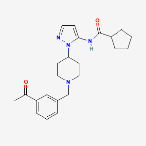 molecular formula C23H30N4O2 B5189565 N-{1-[1-(3-acetylbenzyl)-4-piperidinyl]-1H-pyrazol-5-yl}cyclopentanecarboxamide 