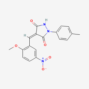 molecular formula C18H15N3O5 B5189718 (4Z)-4-[(2-methoxy-5-nitrophenyl)methylidene]-1-(4-methylphenyl)pyrazolidine-3,5-dione 