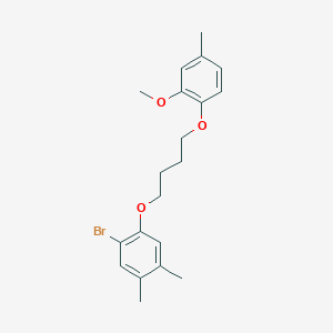 molecular formula C20H25BrO3 B5189809 1-bromo-2-[4-(2-methoxy-4-methylphenoxy)butoxy]-4,5-dimethylbenzene 