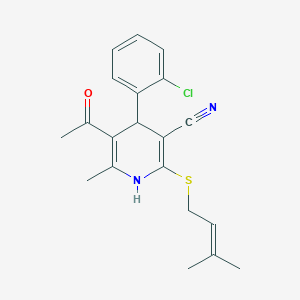 molecular formula C20H21ClN2OS B5189915 5-Acetyl-4-(2-chlorophenyl)-6-methyl-2-(3-methylbut-2-enylsulfanyl)-1,4-dihydropyridine-3-carbonitrile 