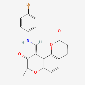 (10Z)-10-{[(4-Bromophenyl)amino]methylidene}-8,8-dimethyl-2H,8H,9H,10H-pyrano[2,3-H]chromene-2,9-dione