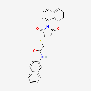 molecular formula C26H20N2O3S B5190085 N-(naphthalen-2-yl)-2-{[1-(naphthalen-1-yl)-2,5-dioxopyrrolidin-3-yl]sulfanyl}acetamide 