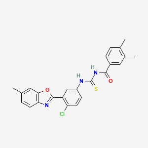 N-{[4-chloro-3-(6-methyl-1,3-benzoxazol-2-yl)phenyl]carbamothioyl}-3,4-dimethylbenzamide