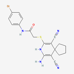 2-[(7-amino-6,10-dicyano-8-azaspiro[4.5]deca-6,9-dien-9-yl)sulfanyl]-N-(4-bromophenyl)acetamide