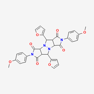 molecular formula C32H26N4O8 B5190204 7,14-Bis(furan-2-yl)-4,11-bis(4-methoxyphenyl)-1,4,8,11-tetrazatetracyclo[6.6.0.02,6.09,13]tetradecane-3,5,10,12-tetrone 