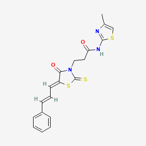 molecular formula C19H17N3O2S3 B5190235 N-(4-methyl-1,3-thiazol-2-yl)-3-[4-oxo-5-(3-phenyl-2-propen-1-ylidene)-2-thioxo-1,3-thiazolidin-3-yl]propanamide 