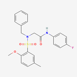 2-[benzyl-(2-methoxy-5-methylphenyl)sulfonylamino]-N-(4-fluorophenyl)acetamide