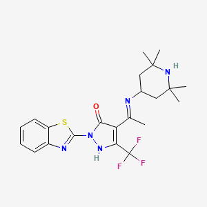 (4Z)-2-(1,3-benzothiazol-2-yl)-4-{1-[(2,2,6,6-tetramethylpiperidin-4-yl)amino]ethylidene}-5-(trifluoromethyl)-2,4-dihydro-3H-pyrazol-3-one