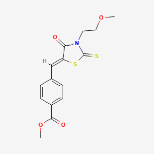 molecular formula C15H15NO4S2 B5190478 methyl 4-{(Z)-[3-(2-methoxyethyl)-4-oxo-2-thioxo-1,3-thiazolidin-5-ylidene]methyl}benzoate 