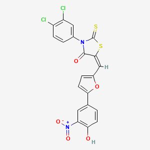 (5E)-3-(3,4-DICHLOROPHENYL)-5-{[5-(4-HYDROXY-3-NITROPHENYL)FURAN-2-YL]METHYLIDENE}-2-SULFANYLIDENE-1,3-THIAZOLIDIN-4-ONE