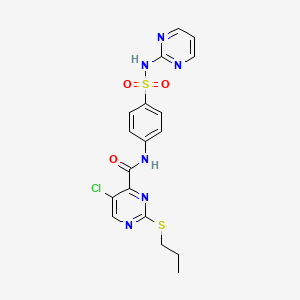 molecular formula C18H17ClN6O3S2 B5190695 5-CHLORO-2-(PROPYLSULFANYL)-N-{4-[(PYRIMIDIN-2-YL)SULFAMOYL]PHENYL}PYRIMIDINE-4-CARBOXAMIDE 