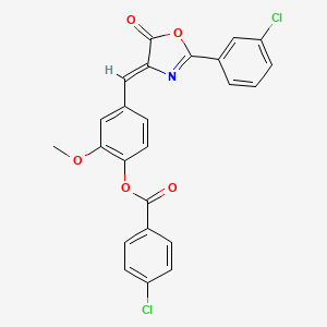 [4-[(Z)-[2-(3-chlorophenyl)-5-oxo-1,3-oxazol-4-ylidene]methyl]-2-methoxyphenyl] 4-chlorobenzoate