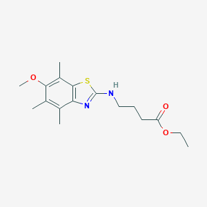 molecular formula C17H24N2O3S B051911 Ethyl 4-[(6-methoxy-4,5,7-trimethyl-1,3-benzothiazol-2-yl)amino]butanoate CAS No. 120165-65-3