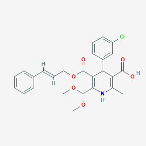 molecular formula C26H26ClNO6 B519130 4-(3-氯苯基)-6-(二甲氧基甲基)-2-甲基-5-[(E)-3-苯基丙-2-烯氧羰基]-1,4-二氢吡啶-3-羧酸 