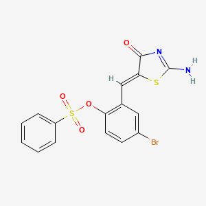 [2-[(Z)-(2-amino-4-oxo-1,3-thiazol-5-ylidene)methyl]-4-bromophenyl] benzenesulfonate