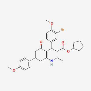 Cyclopentyl 4-(3-bromo-4-methoxyphenyl)-7-(4-methoxyphenyl)-2-methyl-5-oxo-1,4,5,6,7,8-hexahydroquinoline-3-carboxylate