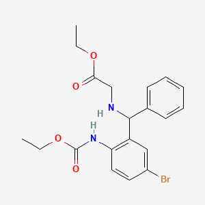 ETHYL 2-[({5-BROMO-2-[(ETHOXYCARBONYL)AMINO]PHENYL}(PHENYL)METHYL)AMINO]ACETATE