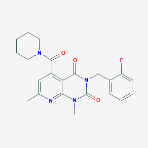 molecular formula C22H23FN4O3 B5191563 3-(2-fluorobenzyl)-1,7-dimethyl-5-(1-piperidinylcarbonyl)pyrido[2,3-d]pyrimidine-2,4(1H,3H)-dione 