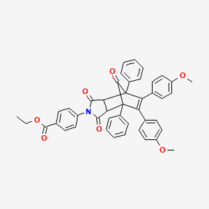 ethyl 4-[8,9-bis(4-methoxyphenyl)-3,5,10-trioxo-1,7-diphenyl-4-azatricyclo[5.2.1.0~2,6~]dec-8-en-4-yl]benzoate