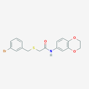 2-[(3-bromophenyl)methylsulfanyl]-N-(2,3-dihydro-1,4-benzodioxin-6-yl)acetamide