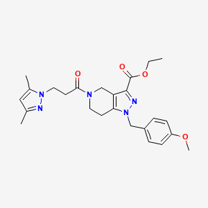 ethyl 5-[3-(3,5-dimethyl-1H-pyrazol-1-yl)propanoyl]-1-(4-methoxybenzyl)-4,5,6,7-tetrahydro-1H-pyrazolo[4,3-c]pyridine-3-carboxylate