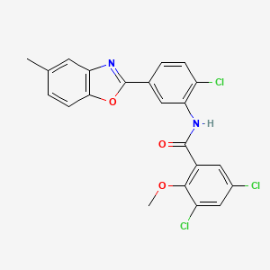 3,5-dichloro-N-[2-chloro-5-(5-methyl-1,3-benzoxazol-2-yl)phenyl]-2-methoxybenzamide