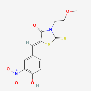 molecular formula C13H12N2O5S2 B5192440 5-(4-hydroxy-3-nitrobenzylidene)-3-(2-methoxyethyl)-2-thioxo-1,3-thiazolidin-4-one 