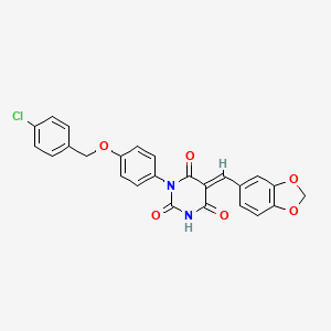 5-(1,3-benzodioxol-5-ylmethylene)-1-{4-[(4-chlorobenzyl)oxy]phenyl}-2,4,6(1H,3H,5H)-pyrimidinetrione