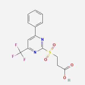 3-{[4-phenyl-6-(trifluoromethyl)-2-pyrimidinyl]sulfonyl}propanoic acid