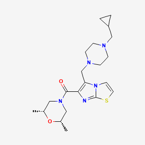 molecular formula C21H31N5O2S B5192508 5-{[4-(cyclopropylmethyl)-1-piperazinyl]methyl}-6-{[(2R*,6S*)-2,6-dimethyl-4-morpholinyl]carbonyl}imidazo[2,1-b][1,3]thiazole 