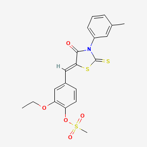 [2-ethoxy-4-[(Z)-[3-(3-methylphenyl)-4-oxo-2-sulfanylidene-1,3-thiazolidin-5-ylidene]methyl]phenyl] methanesulfonate