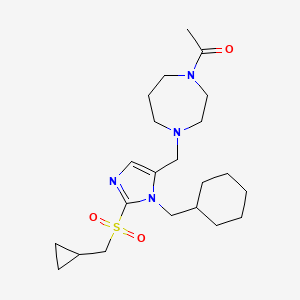 molecular formula C22H36N4O3S B5192560 1-acetyl-4-({1-(cyclohexylmethyl)-2-[(cyclopropylmethyl)sulfonyl]-1H-imidazol-5-yl}methyl)-1,4-diazepane 