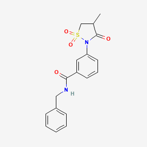 molecular formula C18H18N2O4S B5192643 N-benzyl-3-(4-methyl-1,1-dioxido-3-oxo-2-isothiazolidinyl)benzamide 