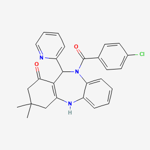 10-(4-chlorobenzoyl)-3,3-dimethyl-11-(2-pyridinyl)-2,3,4,5,10,11-hexahydro-1H-dibenzo[b,e][1,4]diazepin-1-one