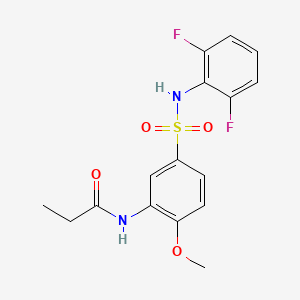 molecular formula C16H16F2N2O4S B5192725 N-(5-{[(2,6-difluorophenyl)amino]sulfonyl}-2-methoxyphenyl)propanamide 