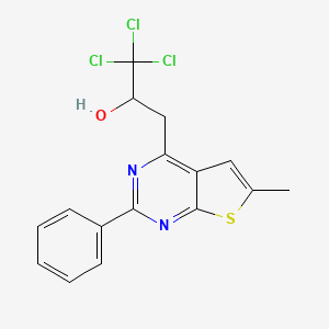 molecular formula C16H13Cl3N2OS B5192739 1,1,1-trichloro-3-(6-methyl-2-phenylthieno[2,3-d]pyrimidin-4-yl)-2-propanol 