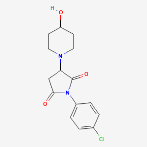 molecular formula C15H17ClN2O3 B5192766 1-(4-chlorophenyl)-3-(4-hydroxy-1-piperidinyl)-2,5-pyrrolidinedione 