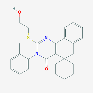 molecular formula C26H28N2O2S B5192783 2-[(2-hydroxyethyl)thio]-3-(2-methylphenyl)-3H-spiro[benzo[h]quinazoline-5,1'-cyclohexan]-4(6H)-one 