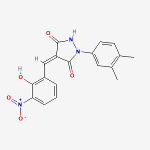 molecular formula C18H15N3O5 B5192801 1-(3,4-dimethylphenyl)-4-(2-hydroxy-3-nitrobenzylidene)-3,5-pyrazolidinedione 