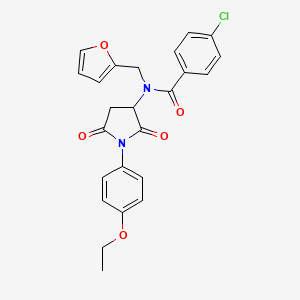 molecular formula C24H21ClN2O5 B5192839 4-chloro-N-[1-(4-ethoxyphenyl)-2,5-dioxo-3-pyrrolidinyl]-N-(2-furylmethyl)benzamide 