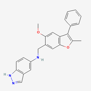 N-[(5-methoxy-2-methyl-3-phenyl-1-benzofuran-6-yl)methyl]-1H-indazol-5-amine