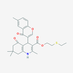 2-(ethylthio)ethyl 2,7,7-trimethyl-4-(6-methyl-4-oxo-4H-chromen-3-yl)-5-oxo-1,4,5,6,7,8-hexahydro-3-quinolinecarboxylate