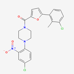 molecular formula C22H19Cl2N3O4 B5192946 1-[5-(3-chloro-2-methylphenyl)-2-furoyl]-4-(4-chloro-2-nitrophenyl)piperazine 