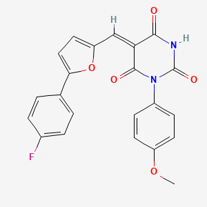 molecular formula C22H15FN2O5 B5193022 5-{[5-(4-fluorophenyl)-2-furyl]methylene}-1-(4-methoxyphenyl)-2,4,6(1H,3H,5H)-pyrimidinetrione 