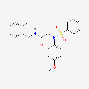 2-[N-(benzenesulfonyl)-4-methoxyanilino]-N-[(2-methylphenyl)methyl]acetamide