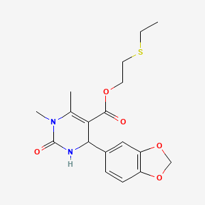 2-(ethylthio)ethyl 4-(1,3-benzodioxol-5-yl)-1,6-dimethyl-2-oxo-1,2,3,4-tetrahydro-5-pyrimidinecarboxylate