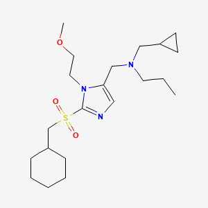 molecular formula C21H37N3O3S B5193132 N-[[2-(cyclohexylmethylsulfonyl)-3-(2-methoxyethyl)imidazol-4-yl]methyl]-N-(cyclopropylmethyl)propan-1-amine 