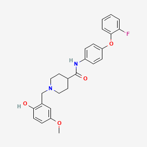 molecular formula C26H27FN2O4 B5193232 N-[4-(2-fluorophenoxy)phenyl]-1-(2-hydroxy-5-methoxybenzyl)-4-piperidinecarboxamide 